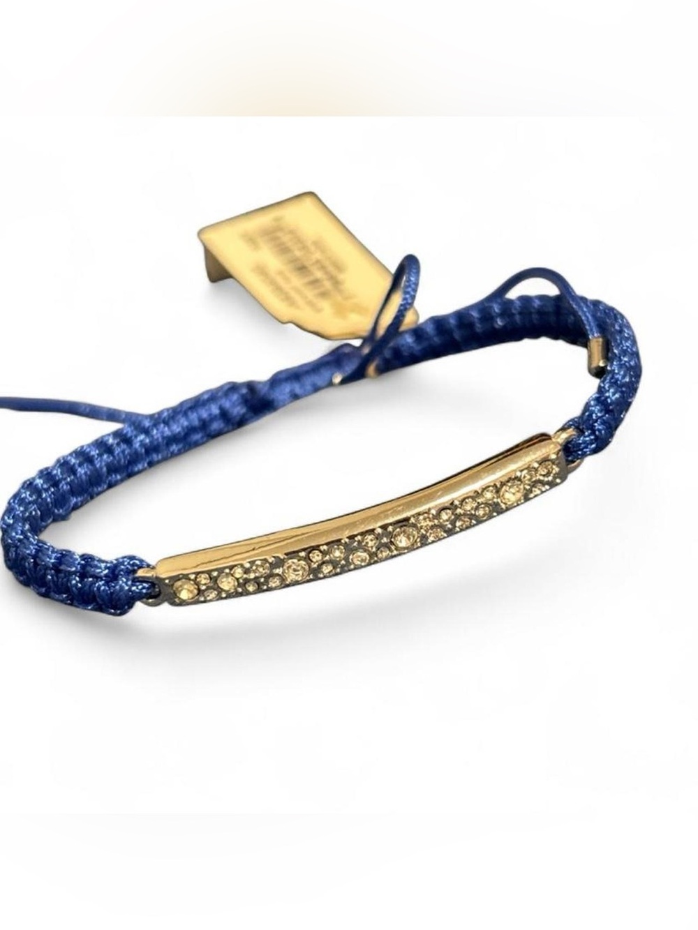 Fossil Blue Braided Cord Bracelet with sliver Crystal Bar